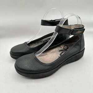 Otbt Scamper Low Wedge Shoes Womens Size 6M Black Leather Church Office‎ Comfort